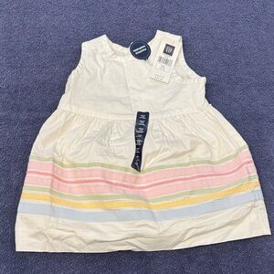 GAP White Dress with Pastel Stripes